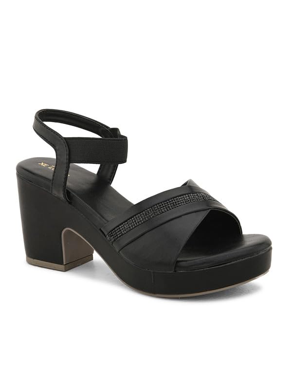 Image of XE Looks Fashion Sandals | Faux Leather Comfortable,Trendy and Stylish Block Heel With Ankle Straps | For Wedding Occasion| For Women & Girls