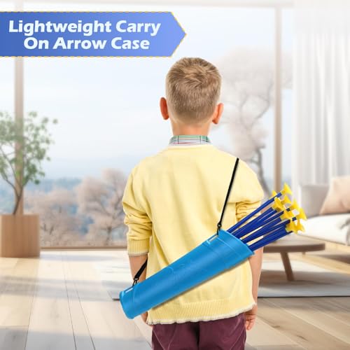 Huiguli 20 Stück Ersatz Saugnapf Pfeile, 42 cm Spielzeug Bogenschießen mit Ersatzpfeile, Innen und Außen Bogenpfeile für Jungen und Mädchen, mit 1 Köcher, Blau