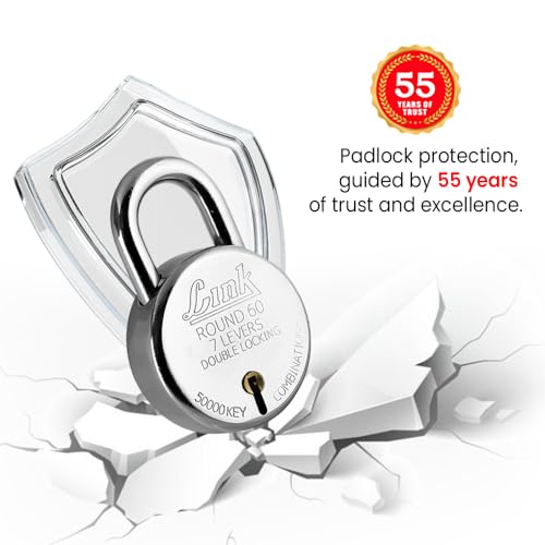 Image of Link New Round 60 MM Silver Steel Lock with 3 Keys | Lock and Keys | Door Lock | Padlock for Home, Office, Shop