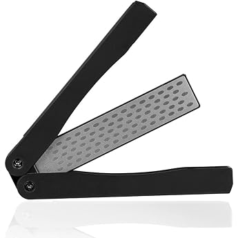 Knife Sharpener Professional Folding Double-Sided Diamond Sharpening Stone 400/600 Grit Handheld Folding Double Sided Knife Sharpener Diamond Whetstone Knife Sharpener Tool for Home Kitchen BK