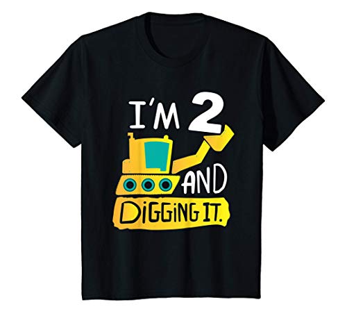 Niños Kids Excavator Construction Truck Shirt, 2 Year 2nd Birthday Camiseta