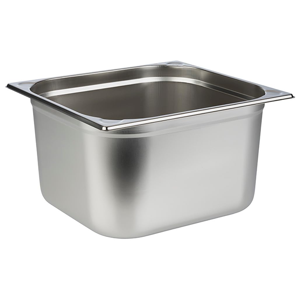 APS 81707 GN 2/3 Behälter, rostfreier Gastronormbehälter Edelstahl, Abmessungen 325 x 355 mm/Höhe 200 mm/Volumen 18 Liter Silber