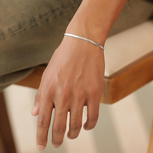 Image of Elegant Snake Chain Bracelet for Men & Women | Premium Finish Flexible Chain Design | Fashion Accessory with Secure Lobster Clasp for Stylish Look
