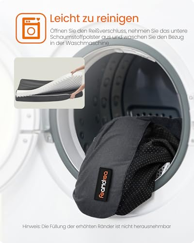 Feandrea Orthopädisches Hundebett, Hundekissen, Hundekorb, weiche Polsterung, Hundesofa, erhöhte Ränder, Bezug abnehmbar und waschbar, 91 x 63 x 18 cm, rutschfeste Unterseite, dunkelgrau PGW076G01V1