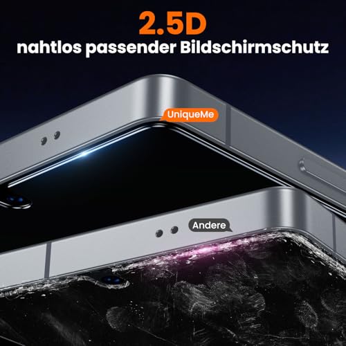UniqueMe für Samsung Galaxy S25 Ultra für Panzerglas Sichtschutz - [Full Screen Displayschutz] Schutzfolie Sichtschutz für Samsung Galaxy S25 Ultra Schutzglas,Auto Installation,2 Stück 4
