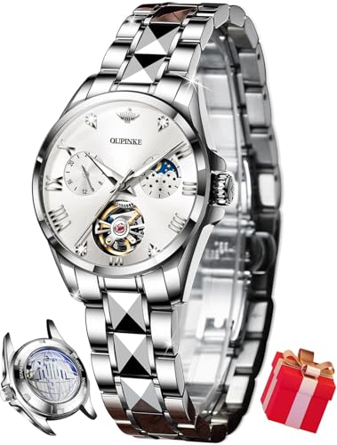 Image of OUPINKE Automatic Watch for Women Self-Winding Luxury Original Ladies Watch | Skeleton Mechanical Diamond Gold /Black /Sliver 24 Hours Gift Wrist Watches
