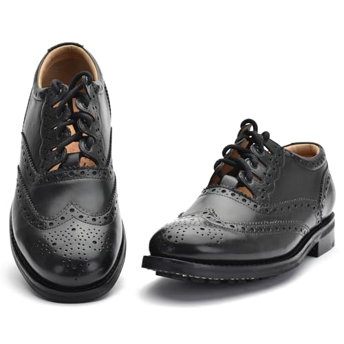 Leather Ghillie Brogue Kilt Shoes Traditional Scottish Piper and Highland Outfit Wedding Shoes Featuring Extra Long Laces & Leather Tassels - Sizes 6 – 17 Style – All Weather Sole Piper Color – Black