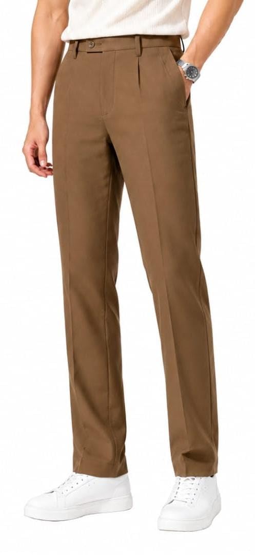 Vk Trends Men's Formal Trousers, Classic Regular Fit Office, Business Pants Mens Trousers Office wear, Straight fit Formal Pants, Casual Cotton Solid, Chino smart Casual Dress Pants-picture-34
