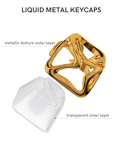 Image of dagaladoo Metal Translucent 1U Keycaps for Mechanical Keyboard,Transparent Keyboard caps Shine Through, 1U Gold Clear Key caps Replacement for RGB mx Key Cap(only one keycap)