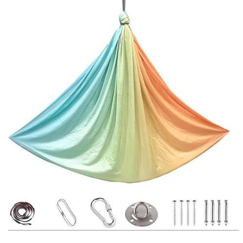 𝐘𝐨𝐠𝐚 HäN𝐠𝐞𝐦𝐚𝐭𝐭𝐞 Set Aerial Swing 200 Kg Max. Tragfähigkeit Mit Beschläge -𝐘𝐨𝐠𝐚 HäN𝐠𝐞𝐦𝐚𝐭𝐭𝐞 Set Aerial, Geeignet, um lebendiger und fröhlicher zu machen (280*150CM) ,I-Blau-Orange
