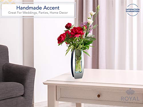 Royal Imports Flower Mirror Glass Vase - Modern Oval, 5"X12" - Decorative Modern Floral Centerpiece Accent For Home Decor Living Room Bathroom, Kitchen, Fireplace, Shelf, Table, Entryway, Wedding #TOP2