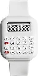 Relógio de pulso digital: calculadora multifuncional, calculadora, função de tempo, relógio para estudantes, escritório, Natal, Branco