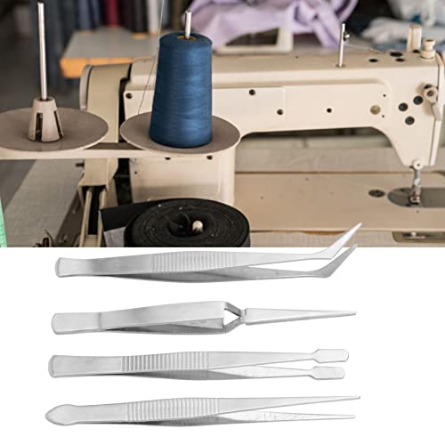 Precision Tweezers Set, Stainless Steel Flat End Straight Point Angle Point Needlepoint for Jewelry Craft Electronics Detailed Work - Image 2