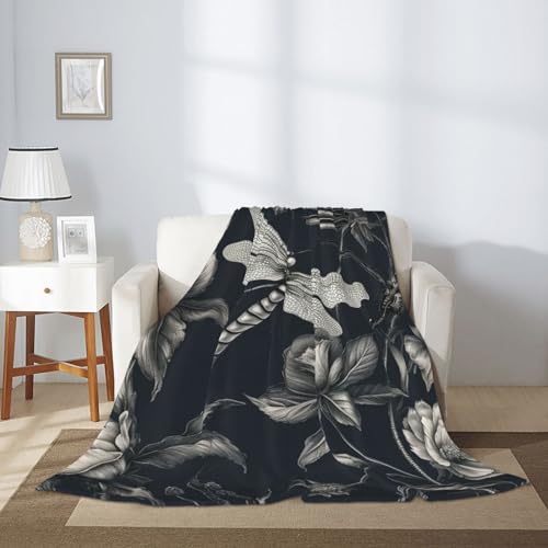 Plaid en flanelle anti-frissons couverture douce lit sofa libellule - 3