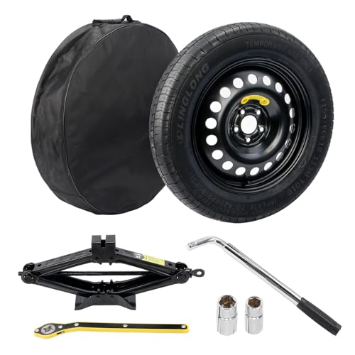 Spare Tire Kit with Carrying Case, 18x4 Rim 155/90R18 Wheel 29" Diameter, Compatible with 2015-2025 Mercedes GLC, 2019-2025 BMW X5, 2018-2025 BMW X3, Includes Car Jack Kit
