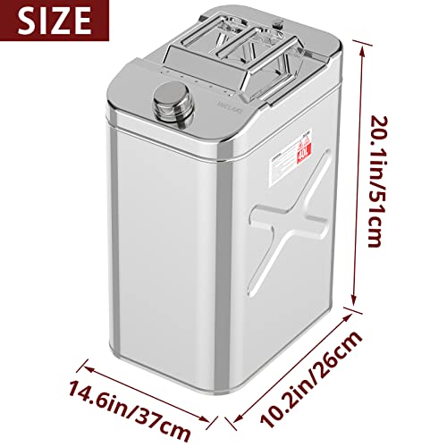 Inclake Stainless Steel Gas Can, Tight Sealed Thickened Fuel Can, Emergency Backup Metal Gasoline Diesel Can With 3 Handles, Flexible Spout & Vent Kit For Cars, Trucks And Boat (40L/ 10.6Gallon) #TOP1
