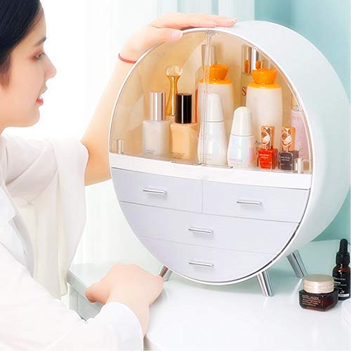 Makeup Organizer Large Capacity Dustproof and Waterproof Cosmetic Organizer Box Fully Open Makeup Display Boxes,Makeup Caddy Holder for Bathroom, Countertop,Dresser (Grey)