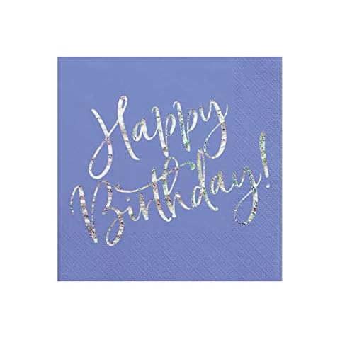 PartyDeco Happy Birthday Dark Blue Napkins Cover