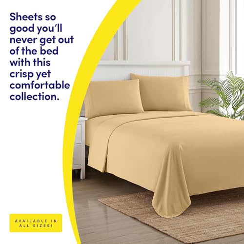 Image of 1500 Supreme Collection King Sheet Sets Camel - Luxury Hotel Bed Sheets and Pillowcase Set for King Mattress - Extra Soft, Elastic Corner Straps, Deep Pocket Sheets, King Camel