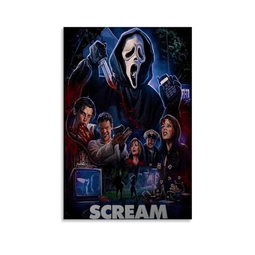 Scream Retro Movie Poster - Music Album Cover Wall Art Decor Canvas for Bedroom - Unframed 12x18inch(30x45cm)