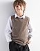 Chanyarn Boys and Girls 100% Merino Wool Sweater Vest Crewneck Sleeveless 2025 Fall Winter Cable Top Knitted Pullover Vest (Brown,130cm)