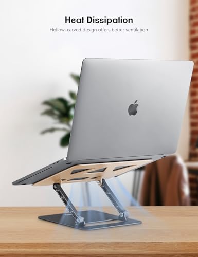 Image of Aoviho Adjustable Laptop Stand for Desk,Portable Laptop Stand Holder and Riser,Foldable Aluminum Notebook Computer Stands for MacBook Air Pro HP Lenovo Dell Samsung, 10-15.6 inch,Moonlit Gold Noir