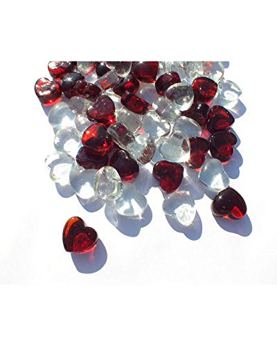 Divers MaRécréation-MesBilles-2 Plates Coeurs Rouge & Blanc-Billes en Verre, Noir