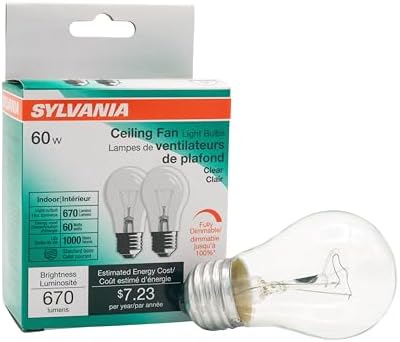 Sylvania Incandescent E26 Base A15 Ceiling Fan Light Bulbs 60 Watt, 2 Pack image 5