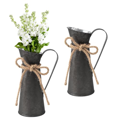 UOCAI 2 Stück Blumenvase, Milchkanne aus Metall Vase, Landhausstil...