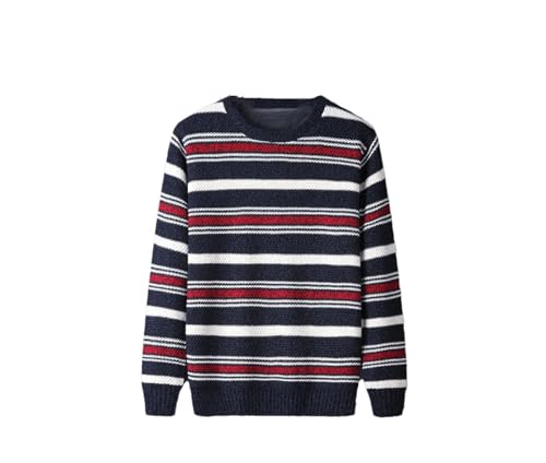 Men's Striped Pullovers Knitted Sweater Casual Crew Neck Lightweight Sweater