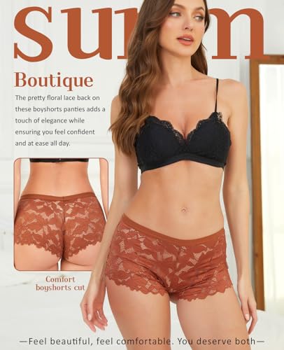 Image of Sunm Boutique Sexy Underwear for Women, Cheeky Lace Boy Shorts