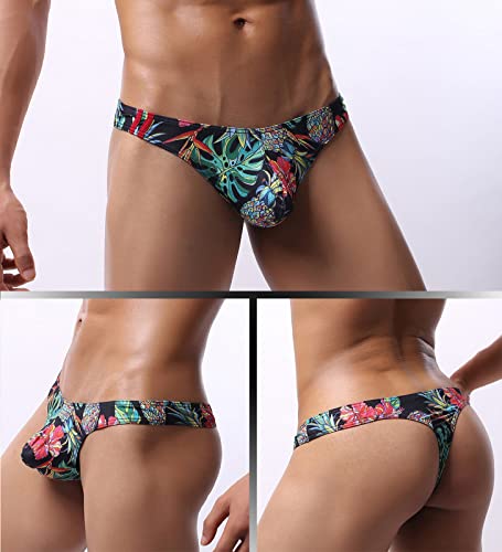 Faringoto 10 Pack Men's Supersoft Thongs Low Rise Lightweight Underwear Colorful Printed G-String #TOP1