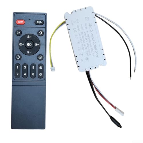 Vasiumic Control remoto de luz de ventilador de techo, regulación, 6 ajustes de velocidad, receptor infrarrojo, compatible con AC110-265 V, blanco y negro (control remoto infrarrojo)