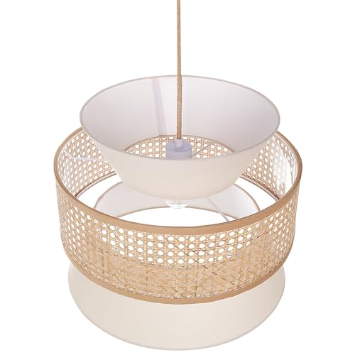 Miniatura 4 de Beliani Lámpara De Techo De Poliéster Ratán Algodón Natural Beige167 Cm Luyano