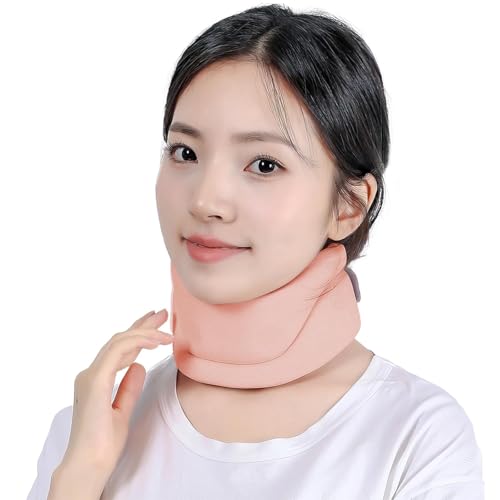 首サポーター 首コルセット ネックサポーター ソフトクッション 頸椎保護 固定 洗濯可能 カバー付き 家庭用 仕事 男女兼用 (ピンク,M)