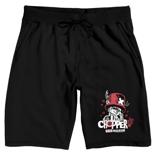 Bioworld One Piece (Live Action) Tony Tony Chopper the Doctor Mens Black Lounge Shorts-XL