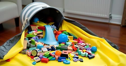 Miniatura 6 de Diverjoy - Baul Juguetes Infantil - Cesta Para Guardar Objetos- Bolsa Almacenamiento - Bolsa De Playa- Estera Para Jugar Bebe-Alfombra Juegos Bebe-Organizador Piezas Pequeñas-Cajas Almacenaje Juguetes