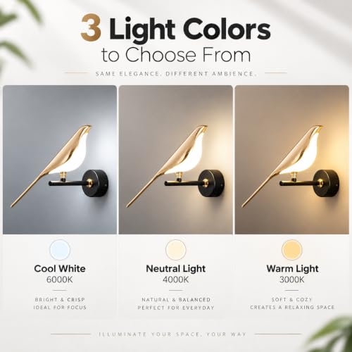One94Store Store One94Store Modern Bird Wall Lamp Gold LED - Image 4
