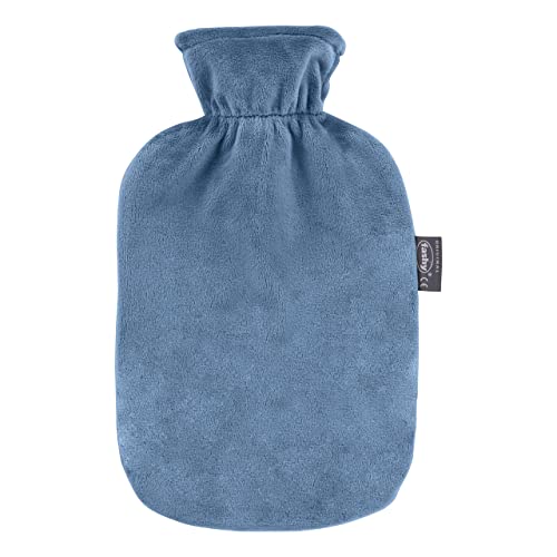 Bolsa de agua caliente Fashy de 2,0 litros con una suave funda de felpa 1