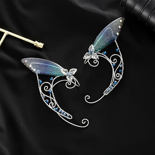 FRESHME Fairy Dragonfly Ear Cuffs - Handmade Elf Ear Clip Wrap Around Earring No Piercing For Women Renaissance Cosplay4
