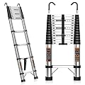Telescoping Ladder 16.5 FT Stainless Steel Extension Ladder with 2 Detachable Hooks, Portable Multi-Purpose Collapsible Telescope Ladder for Home,RV,Outdoor Work, 330lbs Max Capacity
