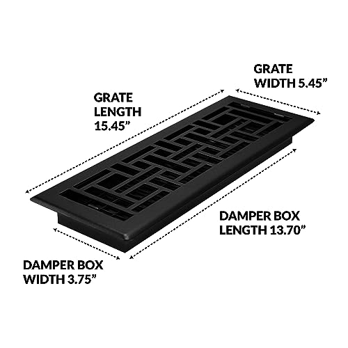 Decor Grates AJH414-BLK Oriental Floor Register, 4x14 Inches, Textured Black by Decor Grates - Image 4