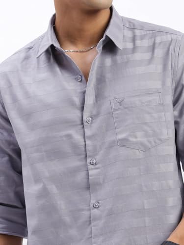 Image of SHOWOFFFF Men Solid Casual Shirt | Spread Collar Full Sleeves Cotton Shirt for Mens | Slim Fit Regular Length Shirt for Men's