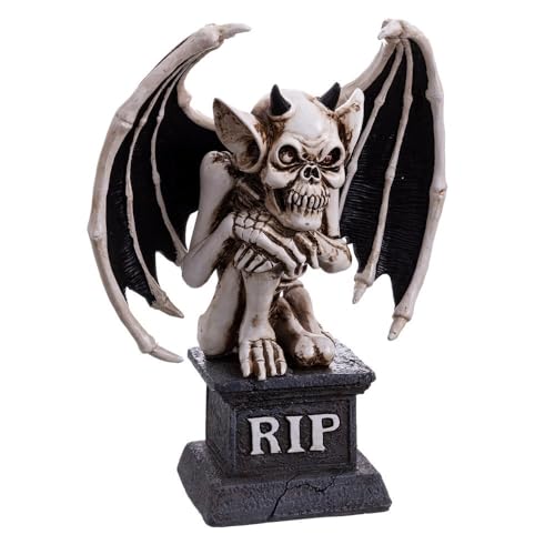 LOLAhome Gárgola Rip Gris y Beige de Resina de 18x12x24 cm