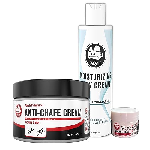 MIGOU BCN Crema Antirozaduras 250 ml + Crema antirozaduras 10ml + Regeneradora 250 ml - Natural Apta Mujer y Hombre fabricación Española Antifricción Badana