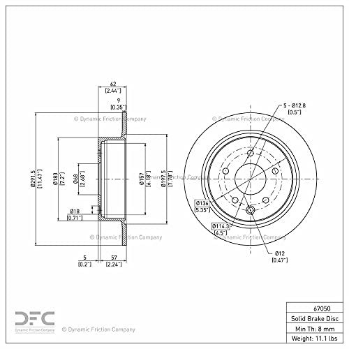 Image of Dynamic Friction Company Rear Brake Rotor Fits 2002-2025 Nissan Altima