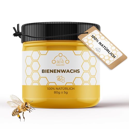 RoRo1992® Möbelpflege Bienenwachs 80g - natürliche Holzpflege farblos, wasserfest & abriebfest - Möbelwachs für Möbelpflege & Holzschutz, für den Innen- und Außenbereich - für alle Holzarten geeignet