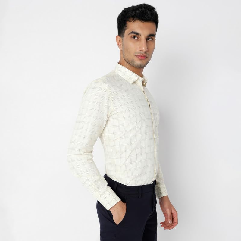 Image of MARK & ALBERT 100% Cotton Full Sleeves Regular Fit Formal Shirt for Men Blue
