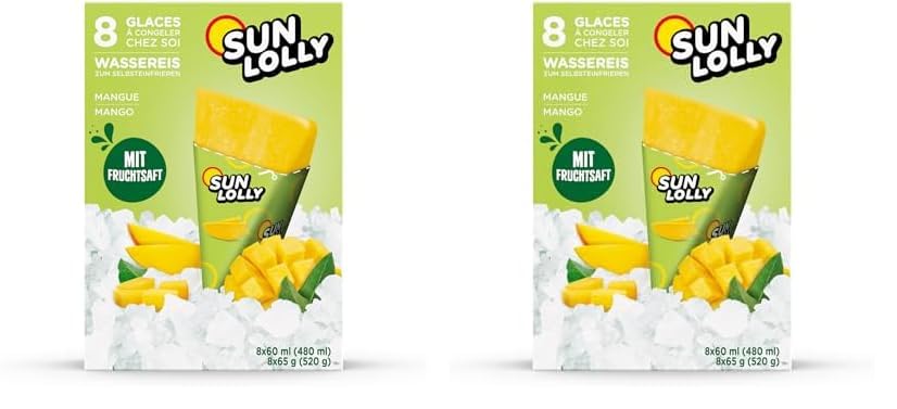 Sun Lolly Wassereis Mango (8 x 60ml) (Packung mit 2)