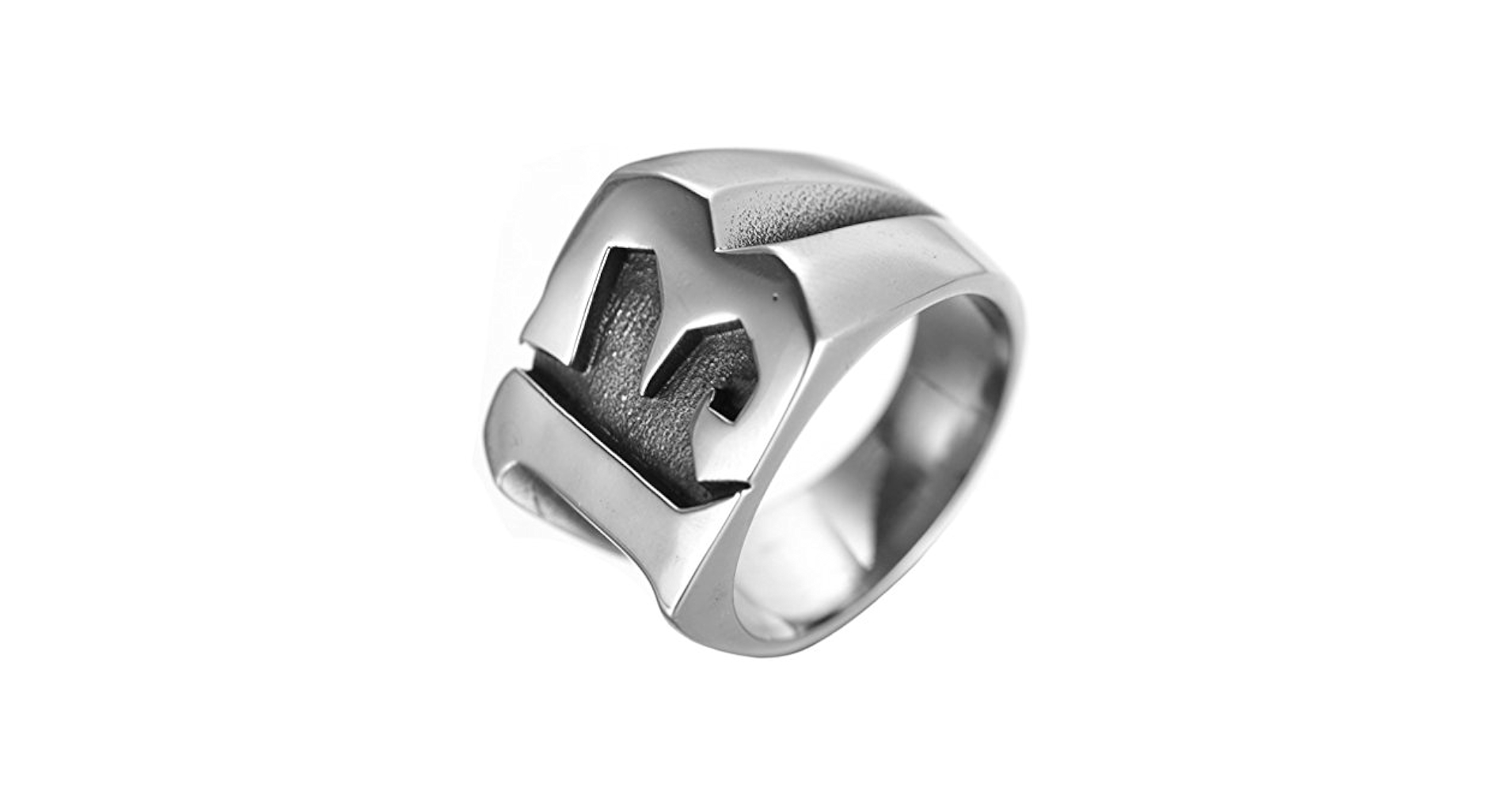 INRENG Men's Stainless Steel Number 13 Ring High Polished